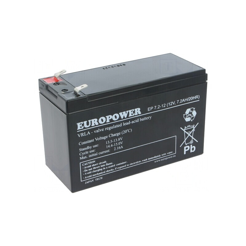 Baterie Plumb-Acid 12V 7.2Ah AGM Fără Întreținere | Electronic-mag.ro | Componente Electronice