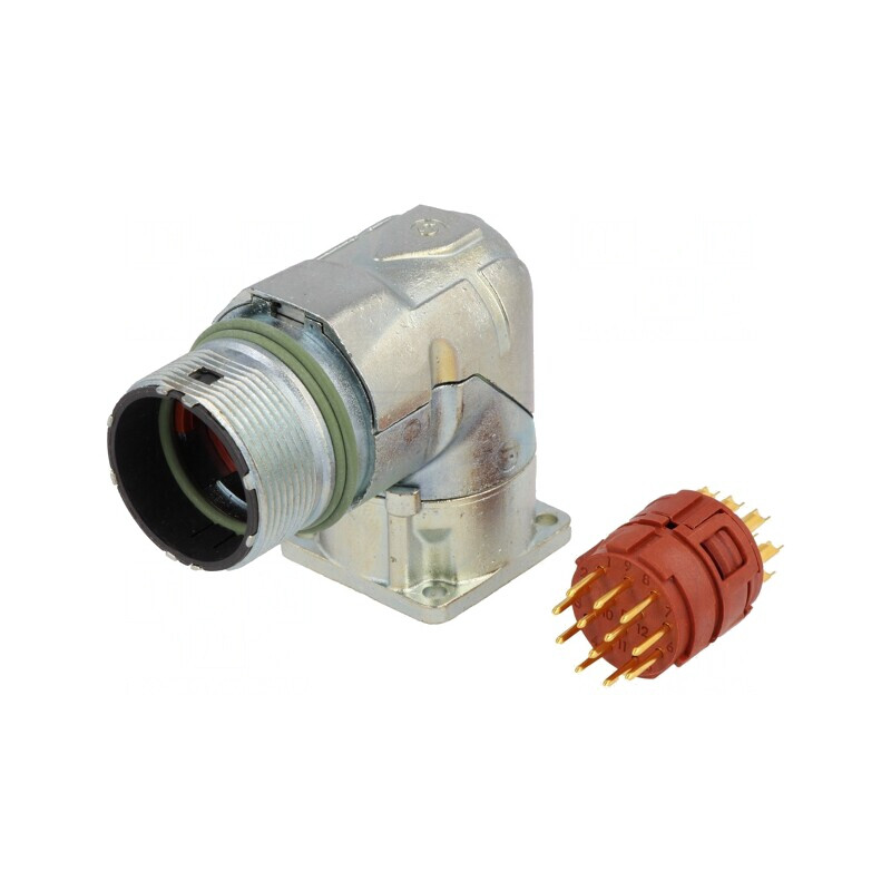 Conector M23 12 PIN tată lipire 90° aurit | Electronic-mag.ro | Componente Electronice