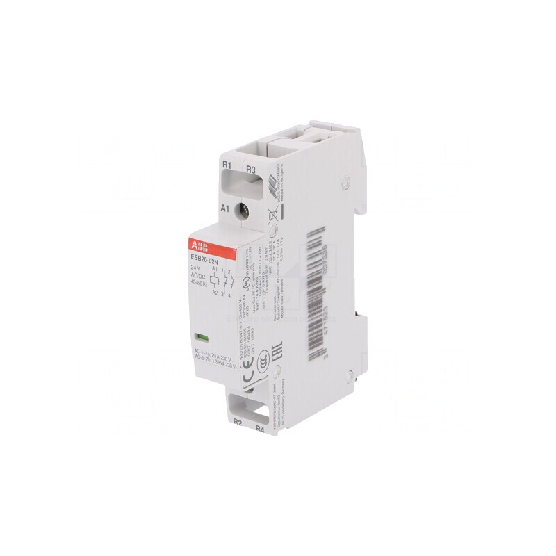 Contactor 2-polar 20A 24VAC/DC NC x2 | Electronic-mag.ro | Componente Electronice
