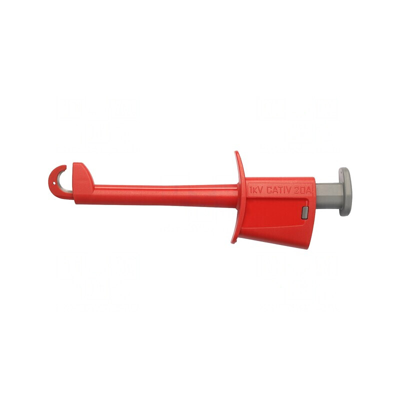 Clips de măsurare cu cârlig 20A, roșu, 4mm, nichelat | Electronic-mag.ro | Componente Electronice