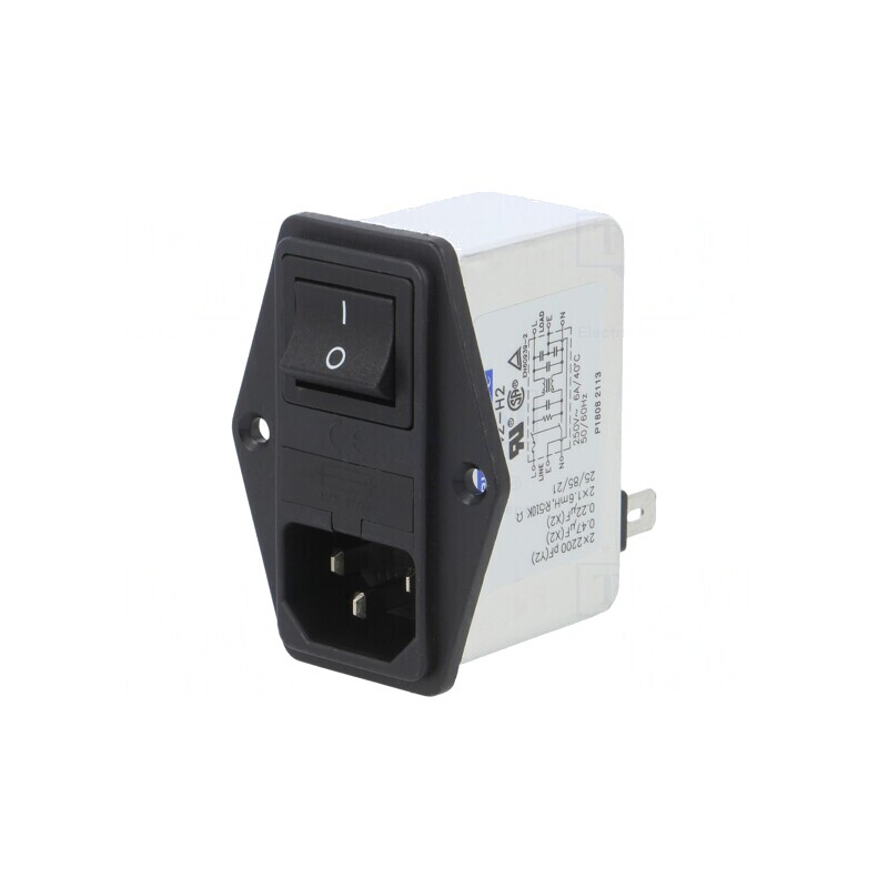 Conector Alimentare AC Soclu Tată 6A 250VAC IEC 60320 RIP0642H2 | Electronic-mag.ro | Componente Electronice