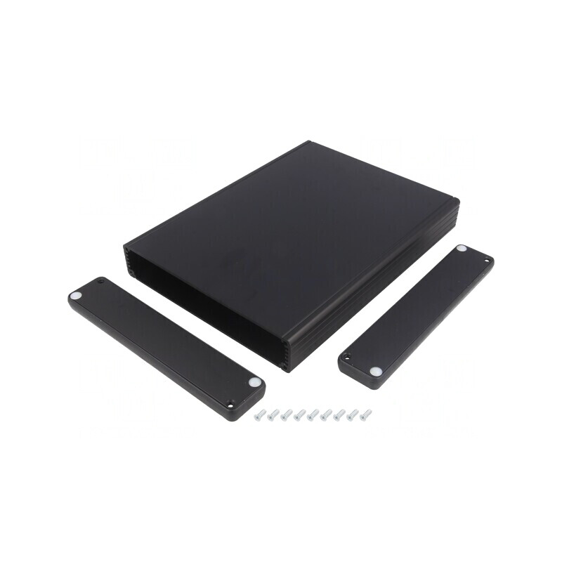 Carcasa Aluminiu Neagră cu Panou 165x220x30mm | Electronic-mag.ro | Componente Electronice