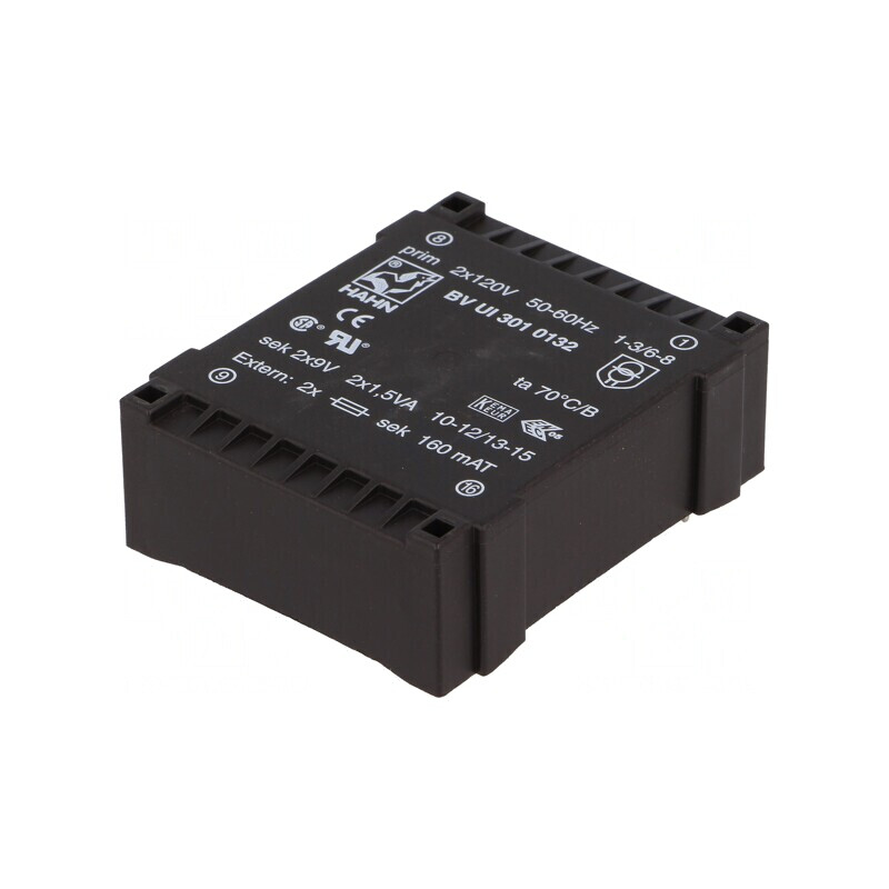Transformator încapsulat 3VA 115VAC 9V 167mA PCB | Electronic-mag.ro | Componente Electronice