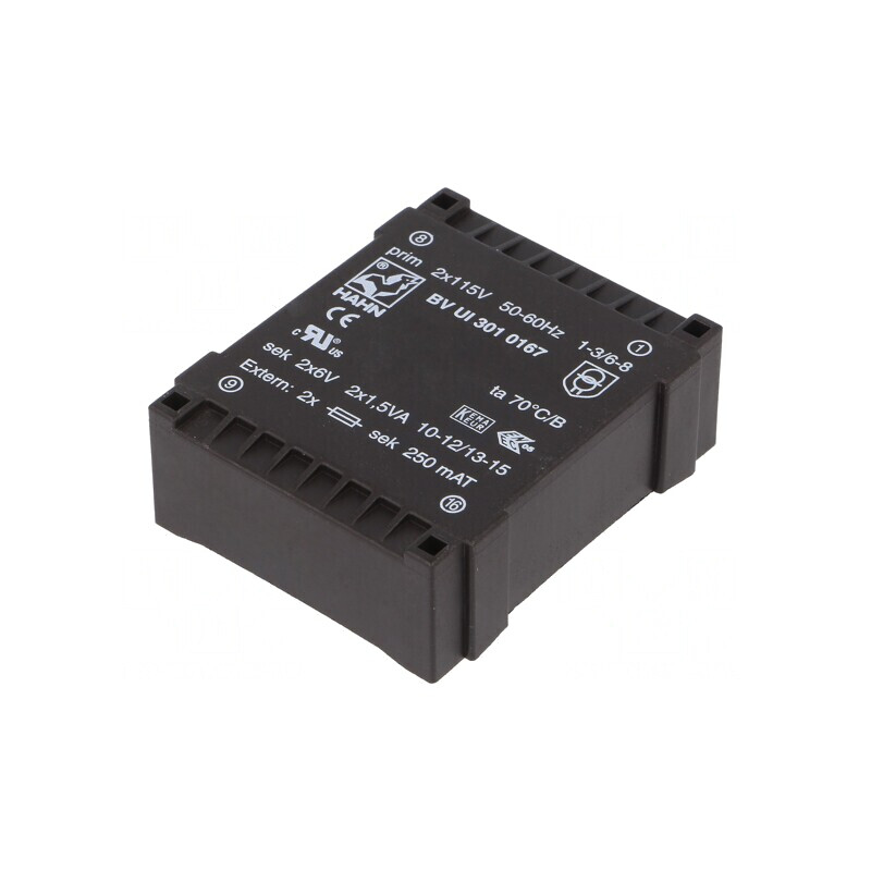 Transformator încapsulat 3VA 115VAC 6V 250mA PCB | Electronic-mag.ro | Componente Electronice