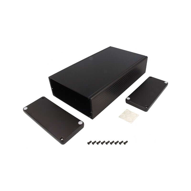 Carcasă aluminiu neagră 125x220x51mm | Electronic-mag.ro | Componente Electronice
