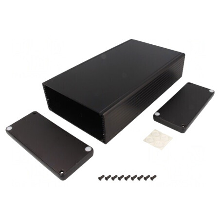 Carcasă aluminiu neagră 125x220x51mm | Electronic-mag.ro | Componente Electronice