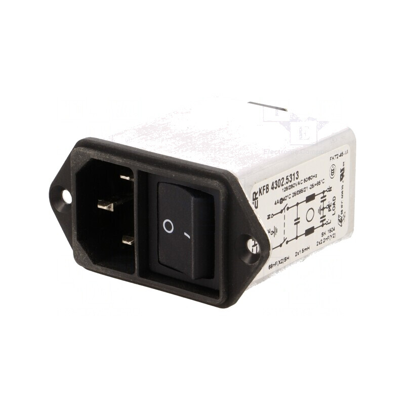 Conector AC Soclu Tată 4A 250VAC IEC 60320 | Electronic-mag.ro | Componente Electronice