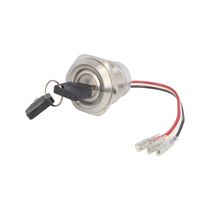 Întrerupător cu cheie 3PST Ø30mm 3 Pini 12V | Electronic-mag.ro | Componente Electronice