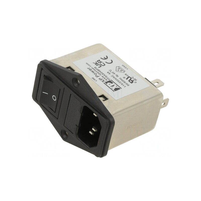 Conector Alimentare AC IEC 60320 4A 250VAC 1,6mH FFSAS04BFR | Electronic-mag.ro | Componente Electronice