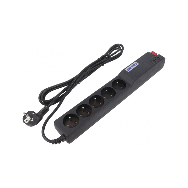 Prelungitor cu protecție la supratensiune, 5 prize, 3 metri | Electronic-mag.ro | Componente Electronice