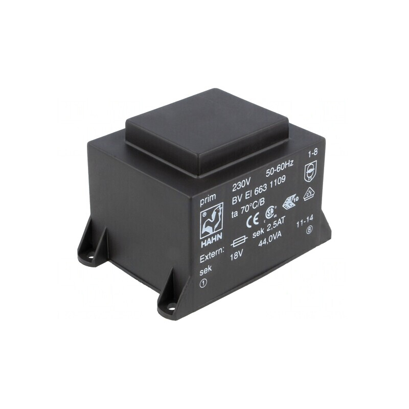 Transformator încapsulat 44VA 230VAC 18V 2444mA PCB | Electronic-mag.ro | Componente Electronice