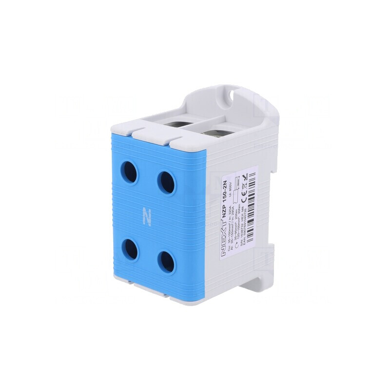 Conector de Șine 150mm2 Piste 1 Borne 4 Albastru TS35 | Electronic-mag.ro | Componente Electronice