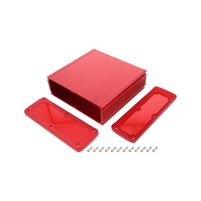 Carcasă Universală Aluminiu Roșu 177,6x169x61,1mm | Electronic-mag.ro | Componente Electronice