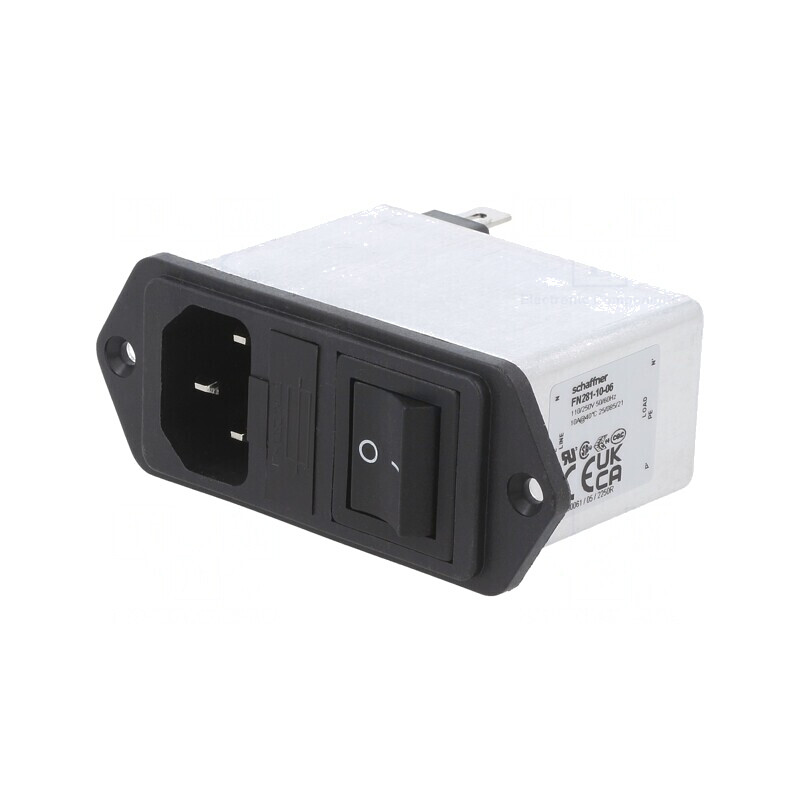 Conector Alimentare AC Soclu Tată 10A 250V C14 | Electronic-mag.ro | Componente Electronice