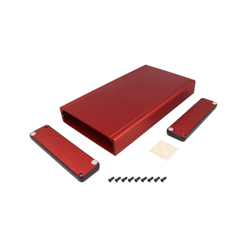Carcasă aluminiu roșu 125x220x30 mm | Electronic-mag.ro | Componente Electronice
