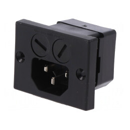 Conector Alimentare AC Soclu Tată 10A 250V IP40 | Electronic-mag.ro | Componente Electronice