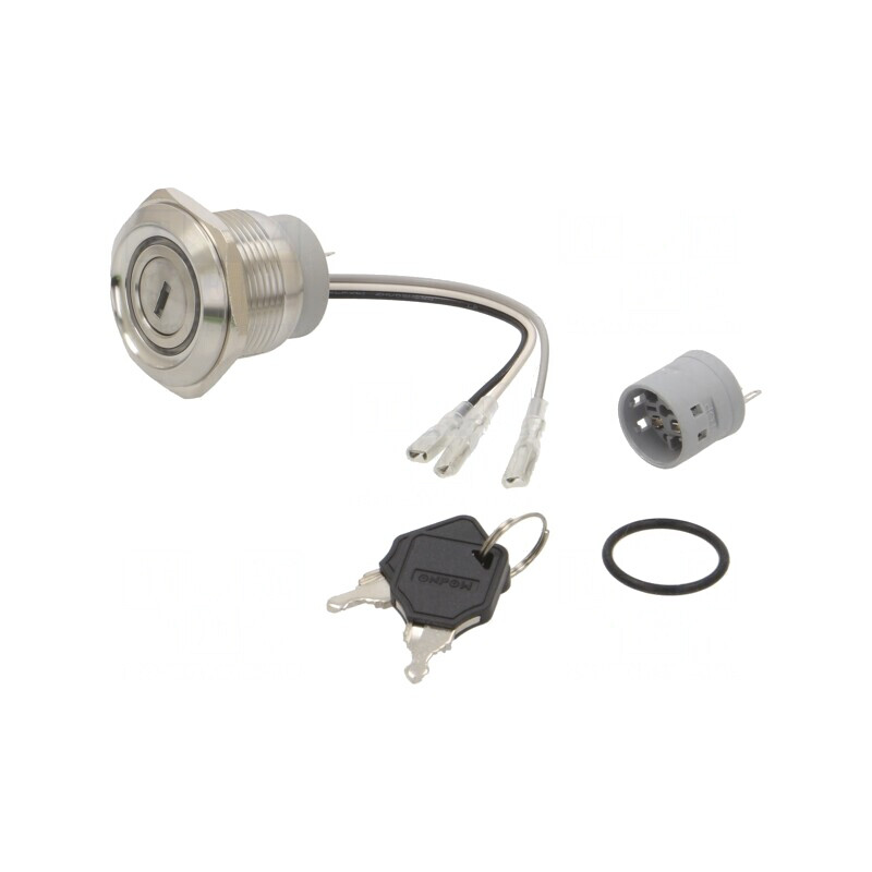 Întrerupător cu cheie SPDT Ø30mm 24V | Electronic-mag.ro | Componente Electronice