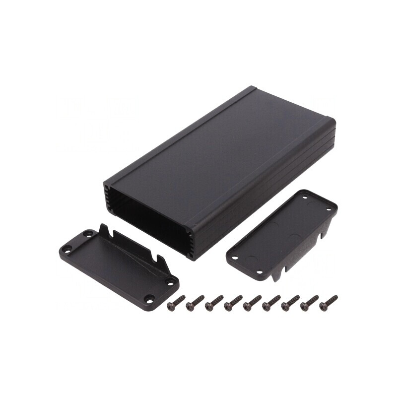 Carcasă cu Panou și Lame de Fixare IP65 84x160mm Negru | Electronic-mag.ro | Componente Electronice