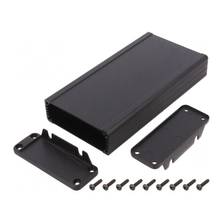 Carcasă cu Panou și Lame de Fixare IP65 84x160mm Negru | Electronic-mag.ro | Componente Electronice