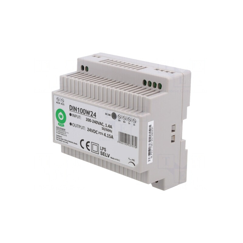 Alimentator Pulsatoriu pentru Șină DIN 100W 24V 4.15A | Electronic-mag.ro | Componente Electronice