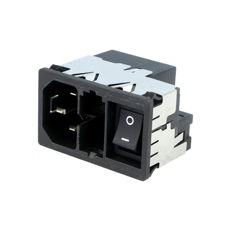 Conector alimentare AC soclu tată 4A 250VAC IEC 60320 KMF | Electronic-mag.ro | Componente Electronice