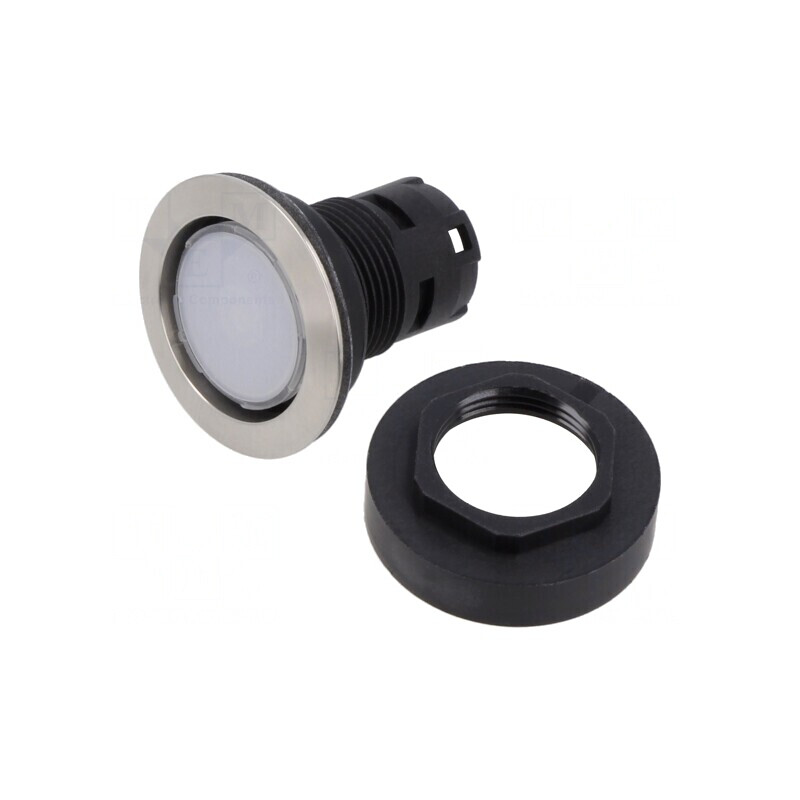 Comutator Apăsare 22mm Argintiu IP65 Plat | Electronic-mag.ro | Componente Electronice