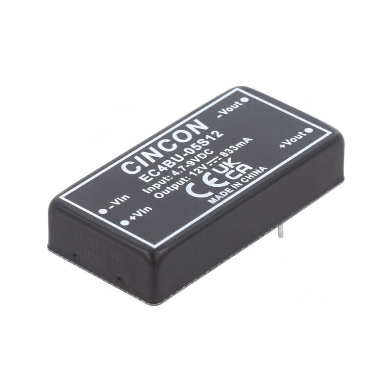 Convertor DC/DC 10W 4.7-9V la 12V 833mA THT EC4BU-05S12 | Electronic-mag.ro | Componente Electronice