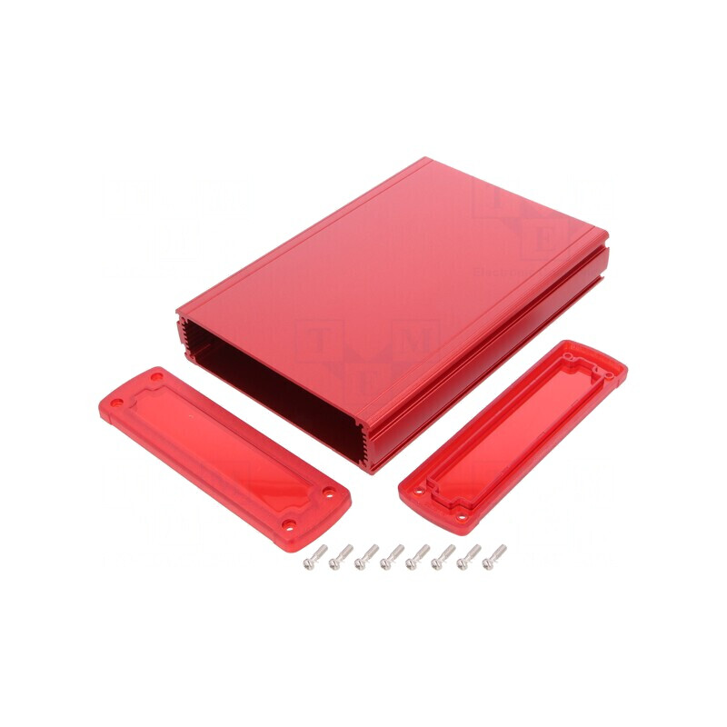 Carcasă universală din aluminiu roșu 146,6x209x41,6 mm | Electronic-mag.ro | Componente Electronice