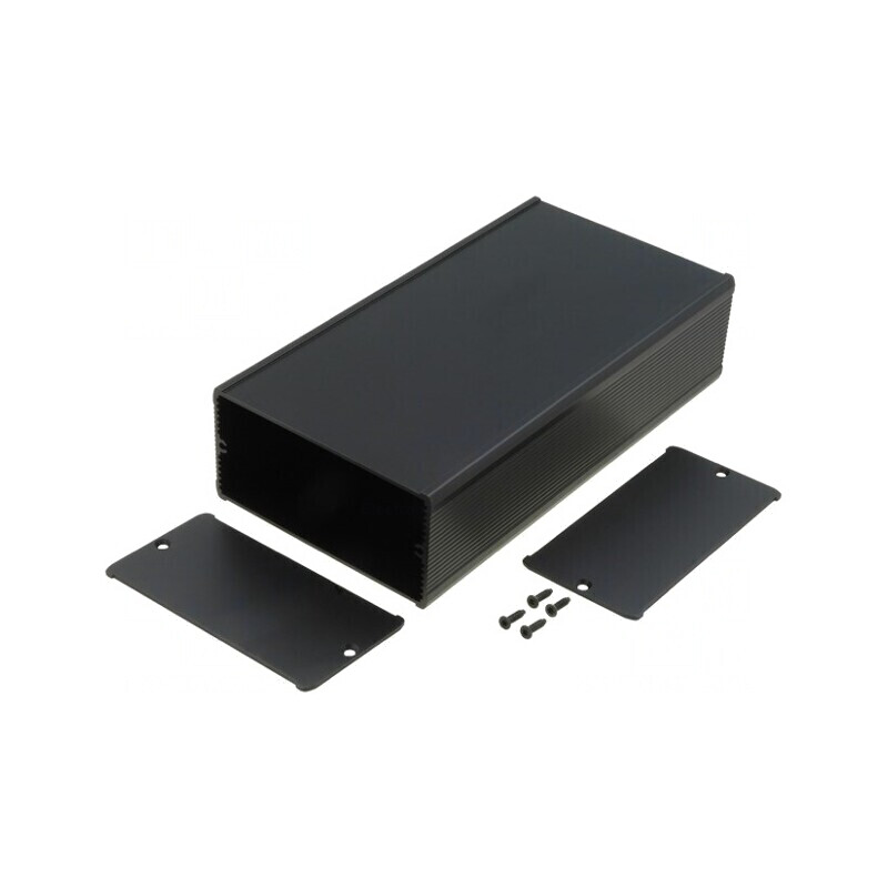 Carcasă aluminiu neagră TUF 105x200x52mm | Electronic-mag.ro | Componente Electronice