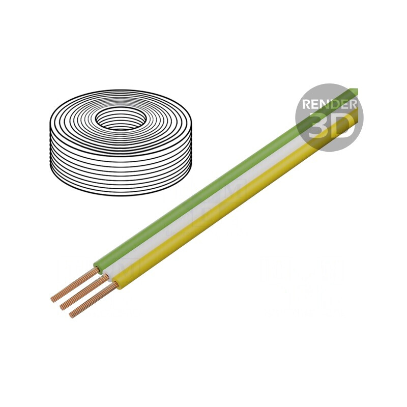 Cablu bandă litat 3x0,14mm2 PVC alb/verde/galben | Electronic-mag.ro | Componente Electronice