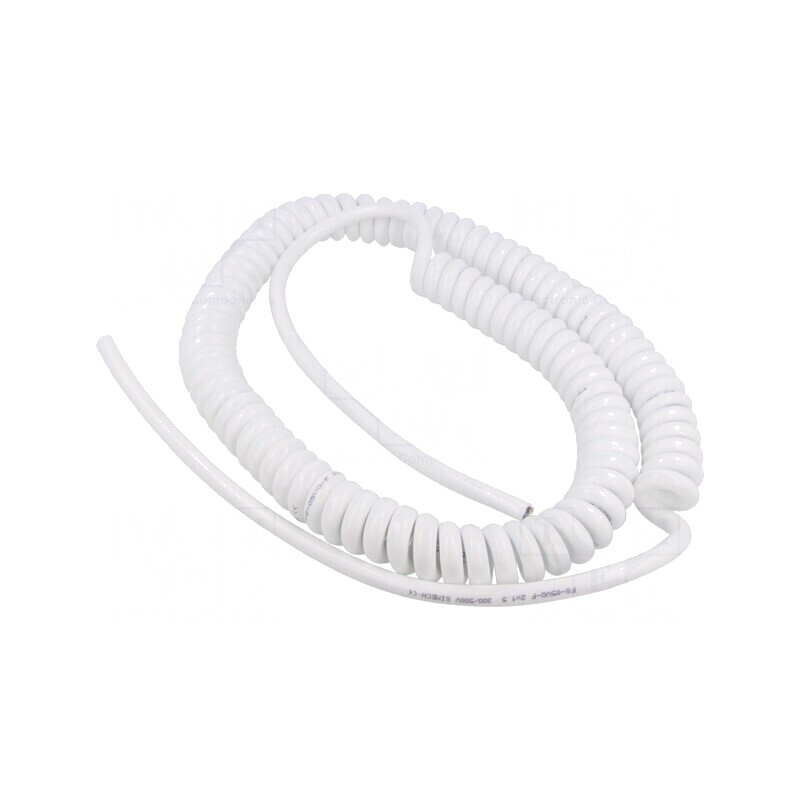 Cablu spiralat neecranat PUR alb 0.8m 2x1.5mm2 | Electronic-mag.ro | Componente Electronice