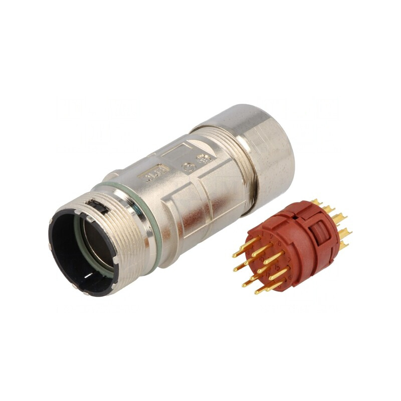 Conector M23 Mufă 12 PIN Tată Lipire Drept 7A Aurit | Electronic-mag.ro | Componente Electronice