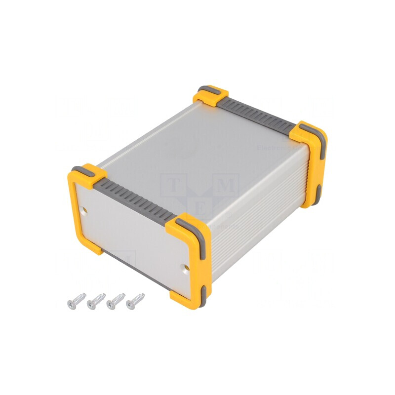 Carcasă aluminiu gri cu panou frontal 91x100x53.5 mm | Electronic-mag.ro | Componente Electronice