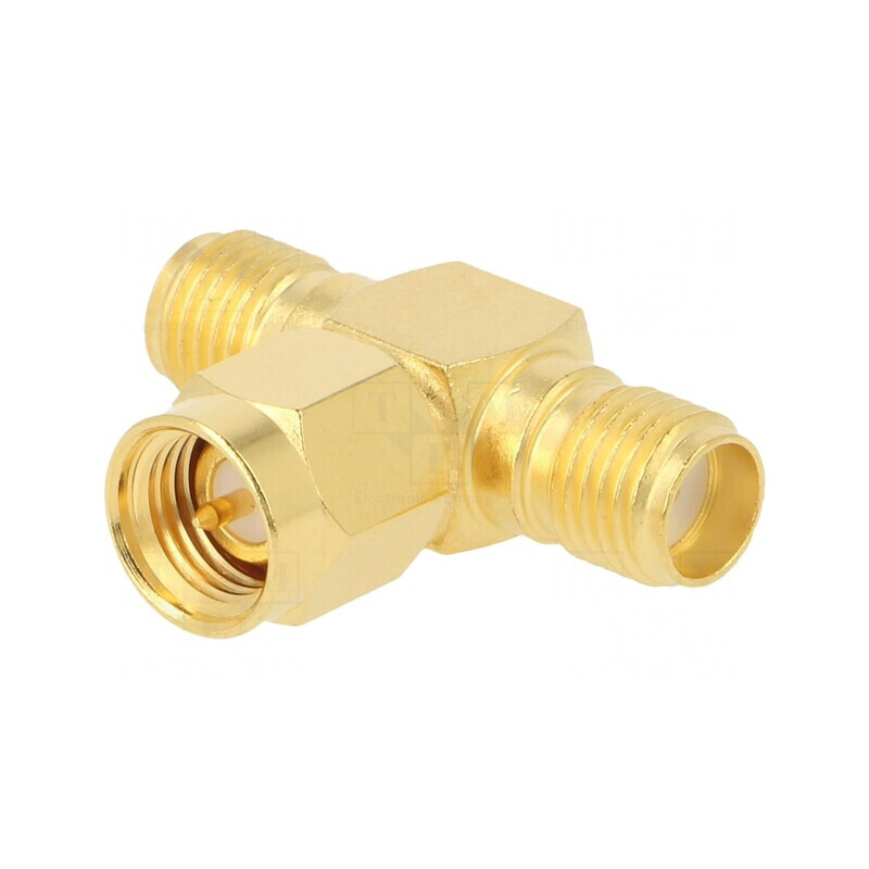 Adaptor în T SMA 50Ω Aurit PTFE | Electronic-mag.ro | Componente Electronice