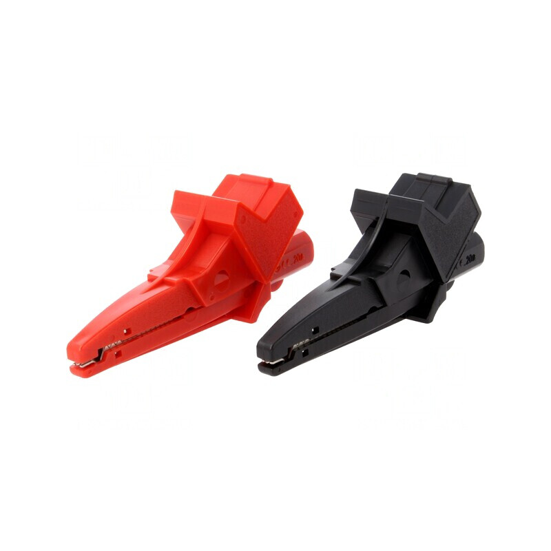 Bornă crocodil 20A 4mm negru şi roşu 1kV | Electronic-mag.ro | Componente Electronice