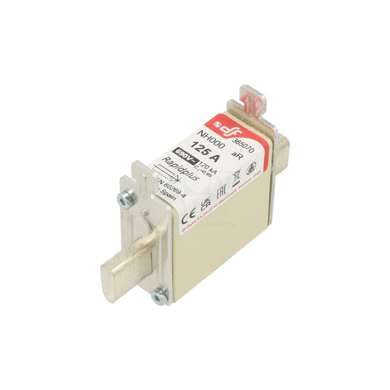 Siguranță aR 125A 690VAC 440VDC NH000 Argintie | Electronic-mag.ro | Componente Electronice