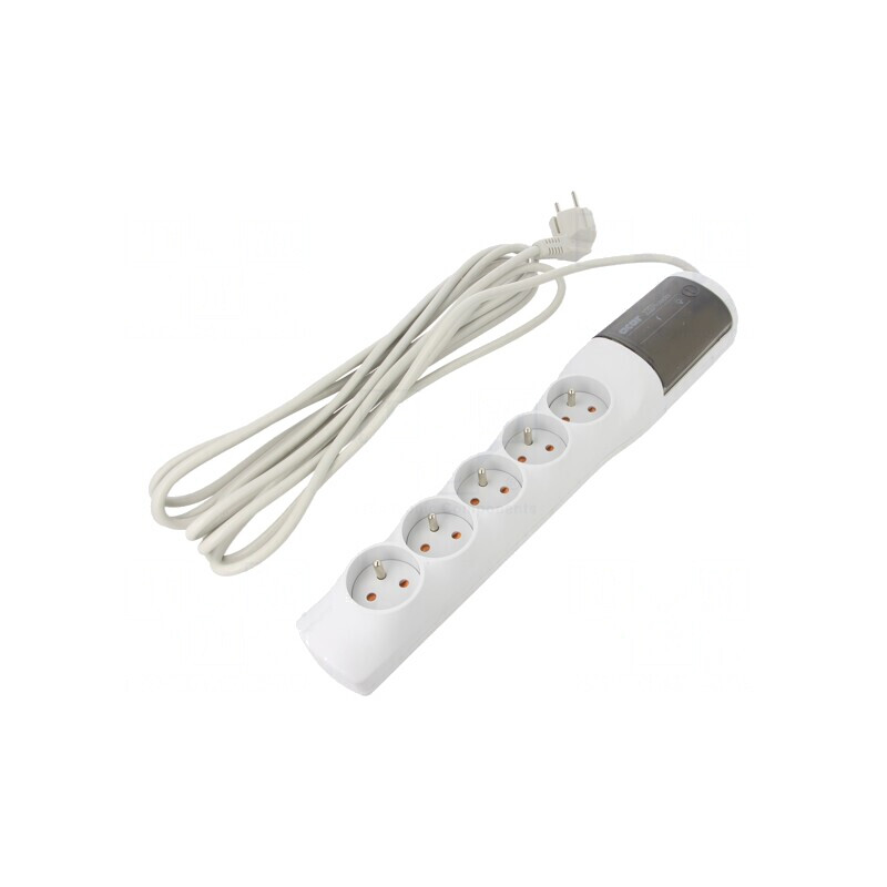 Prelungitor cu Protecție la Supratensiune, 5 Prize, Gri | Electronic-mag.ro | Componente Electronice