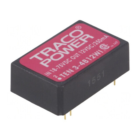 Convertor DC/DC 3W 18-75V la 12V 250mA DIP24 | Electronic-mag.ro | Componente Electronice