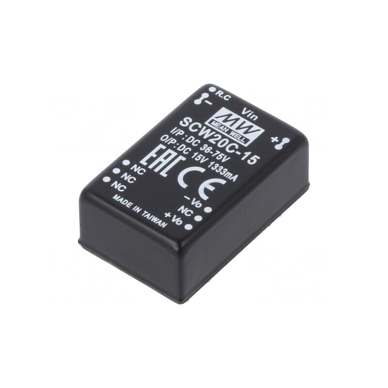 Convertor DC/DC 20W 36-75V la 15V 1333mA THT | Electronic-mag.ro | Componente Electronice