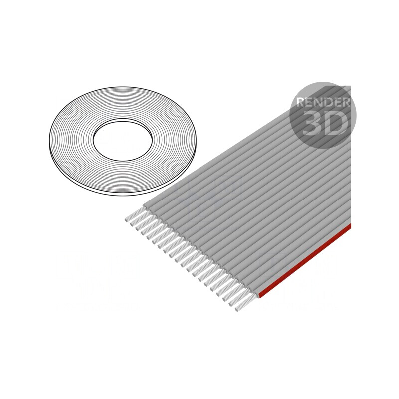 Cablu bandă 1mm neecranat Cu 20x28AWG PVC gri | Electronic-mag.ro | Componente Electronice
