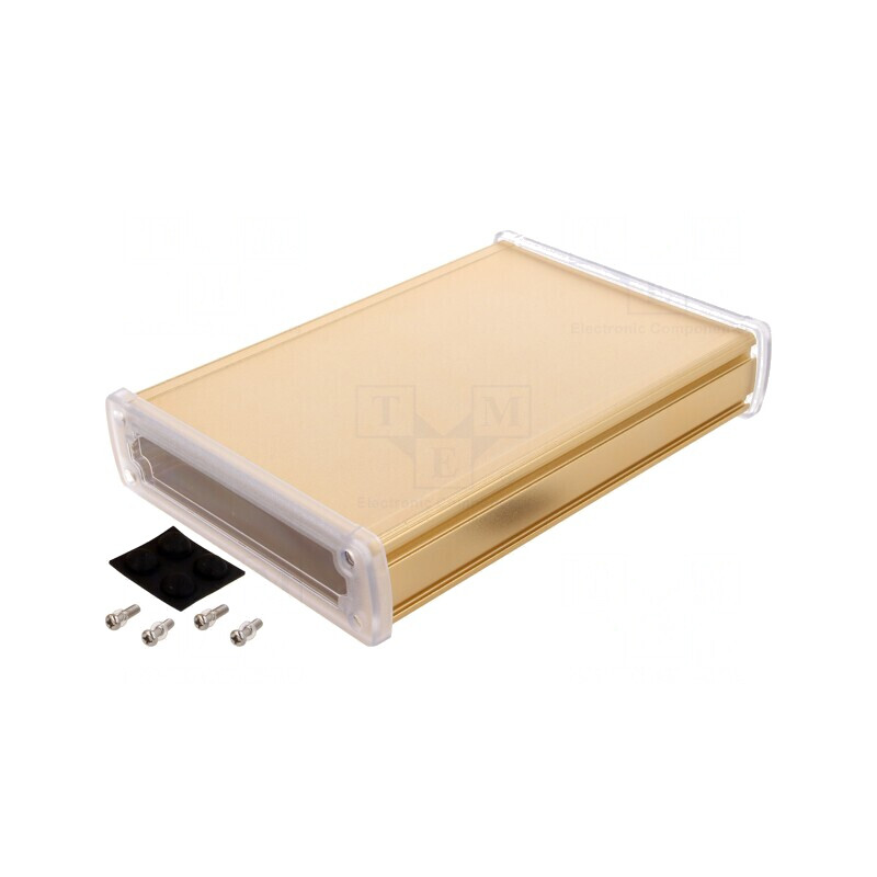 Carcasă Universală Aluminiu Aurit 146.6x209x41.6mm | Electronic-mag.ro | Componente Electronice
