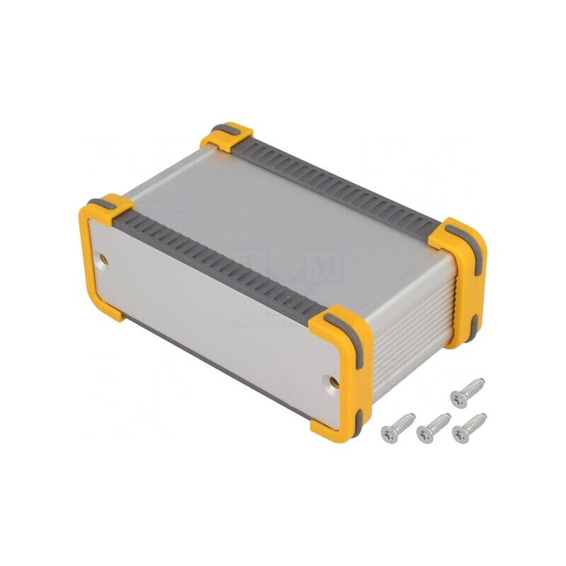 Carcasă aluminiu gri cu panou FR 102.9x50x40mm | Electronic-mag.ro | Componente Electronice