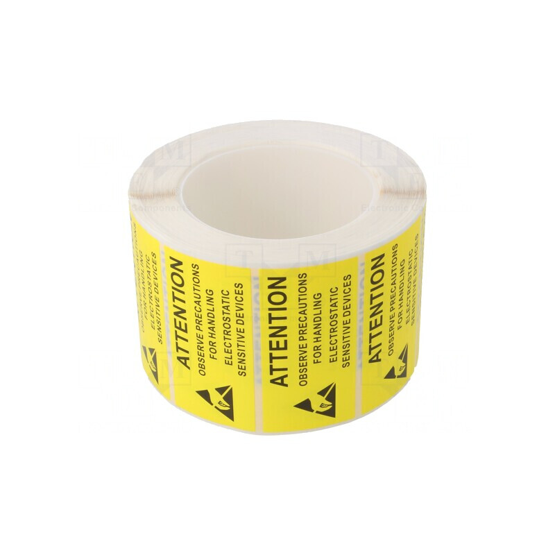 Etichetă Autoadezivă ESD 38x75mm 1000buc Rola Galben-Negru | Electronic-mag.ro | Componente Electronice