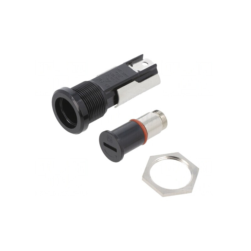 Clemă Siguranțe Cilindrice 16A Panou Neagră 250VAC | Electronic-mag.ro | Componente Electronice