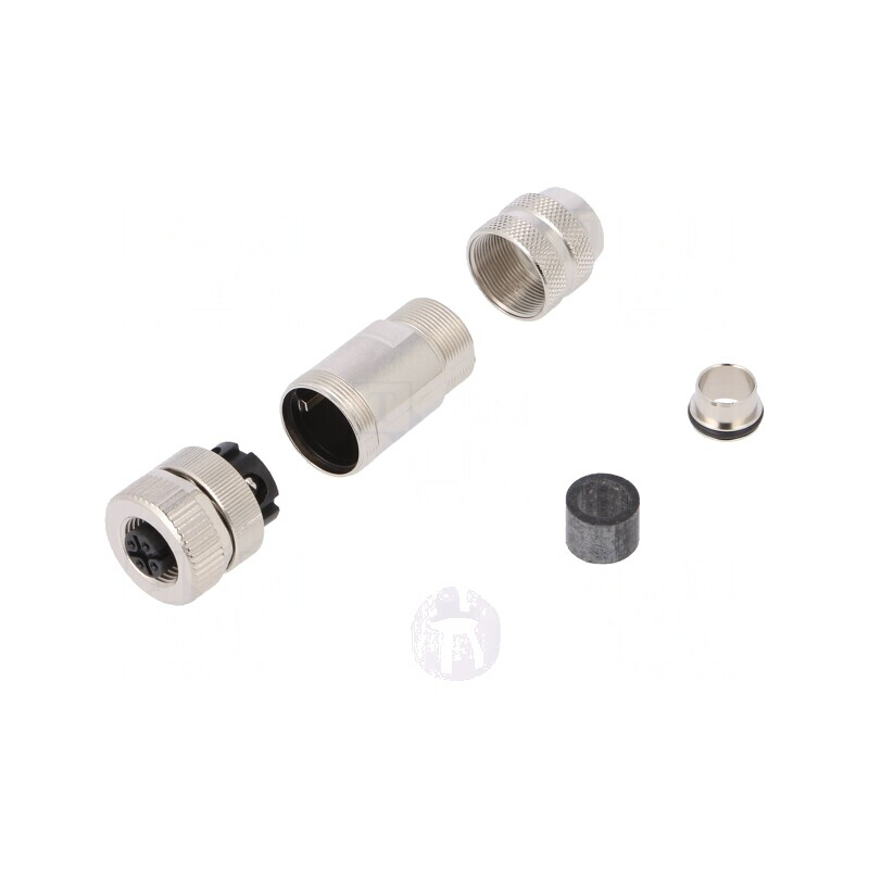 Mufă M12 4P Mamă pe Cablu Drept | Electronic-mag.ro | Componente Electronice