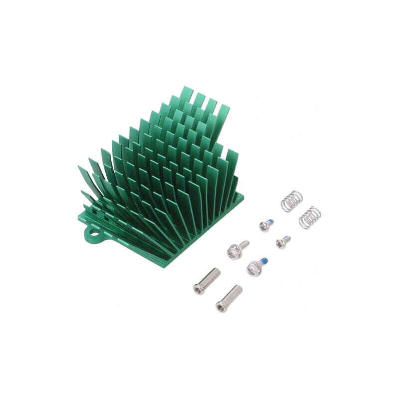 Radiator extrudat cu aripioare BGA verde 41mm x 45mm | Electronic-mag.ro | Componente Electronice
