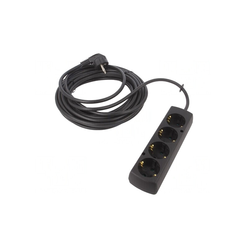 Prelungitor Schuko 4 Prize Negru 3x1,5mm2 | Electronic-mag.ro | Componente Electronice