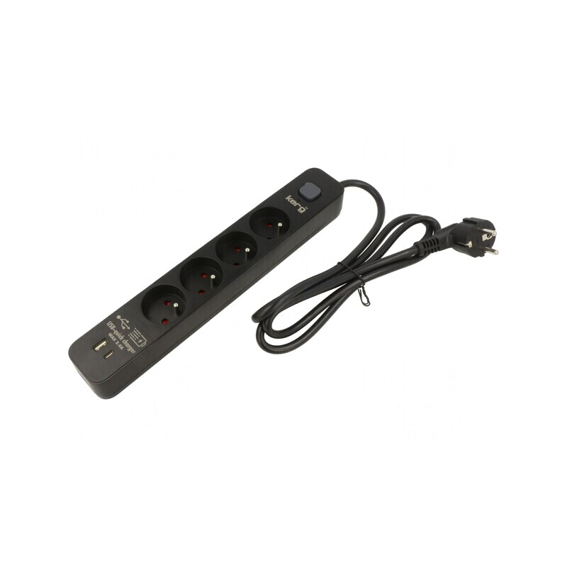 Prelungitor cu 4 prize și protecție la supratensiune 16A | Electronic-mag.ro | Componente Electronice