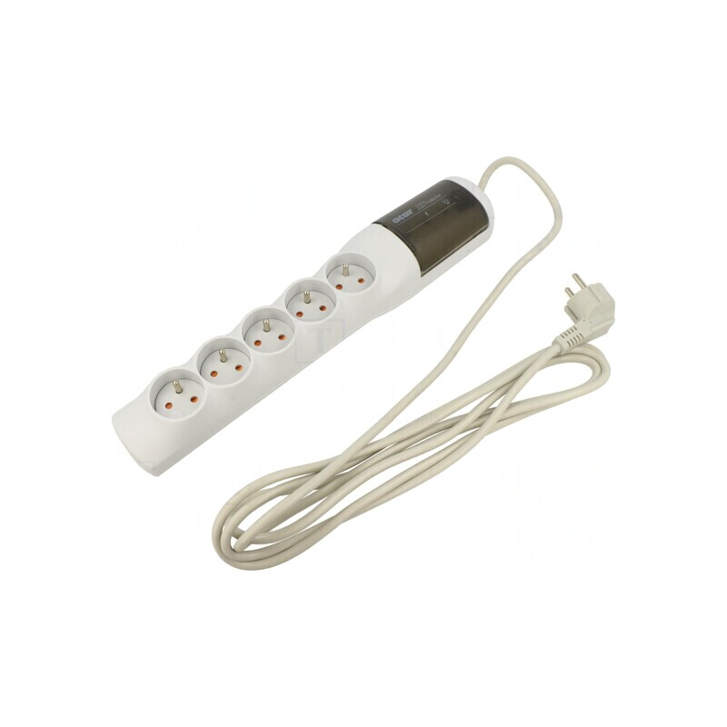 Prelungitor cu 5 Prize și Protecție la Supratensiune ACAR W2338 | Electronic-mag.ro | Componente Electronice