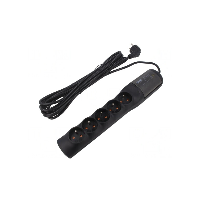Prelungitor cu protecție la supratensiune, 5 prize, 10A | Electronic-mag.ro | Componente Electronice